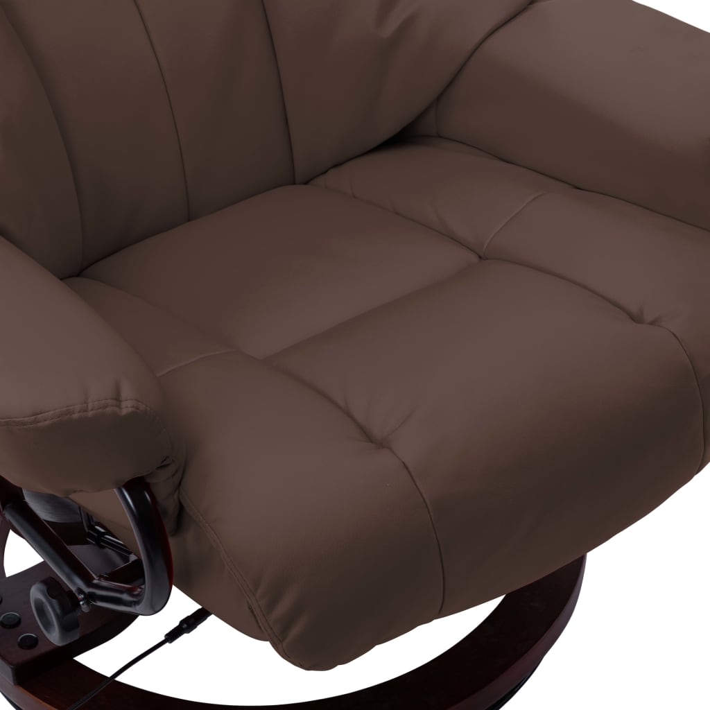 vidaXL Massage Recliner Swiveling Recliner Chair Faux Leather and Bentwood-2