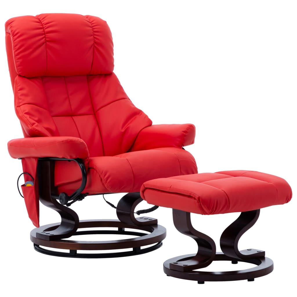 vidaXL Massage Recliner Swiveling Recliner Chair Faux Leather and Bentwood-4