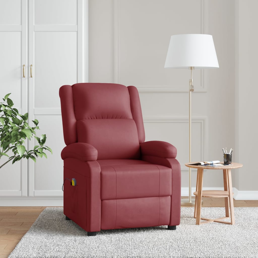 vidaXL Massage Chair Massaging Recliner Push Chair for Elderly Faux Leather-9