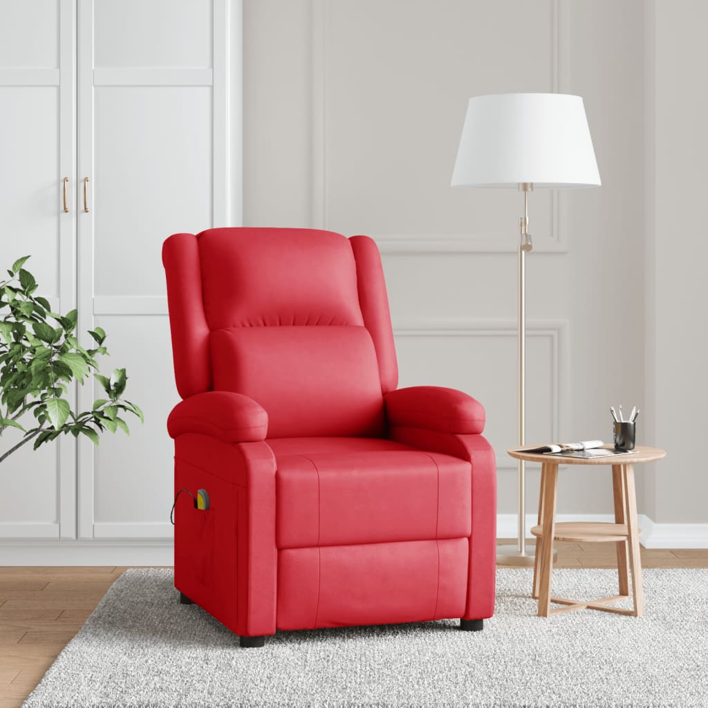 vidaXL Massage Chair Massaging Recliner Push Chair for Elderly Faux Leather-8