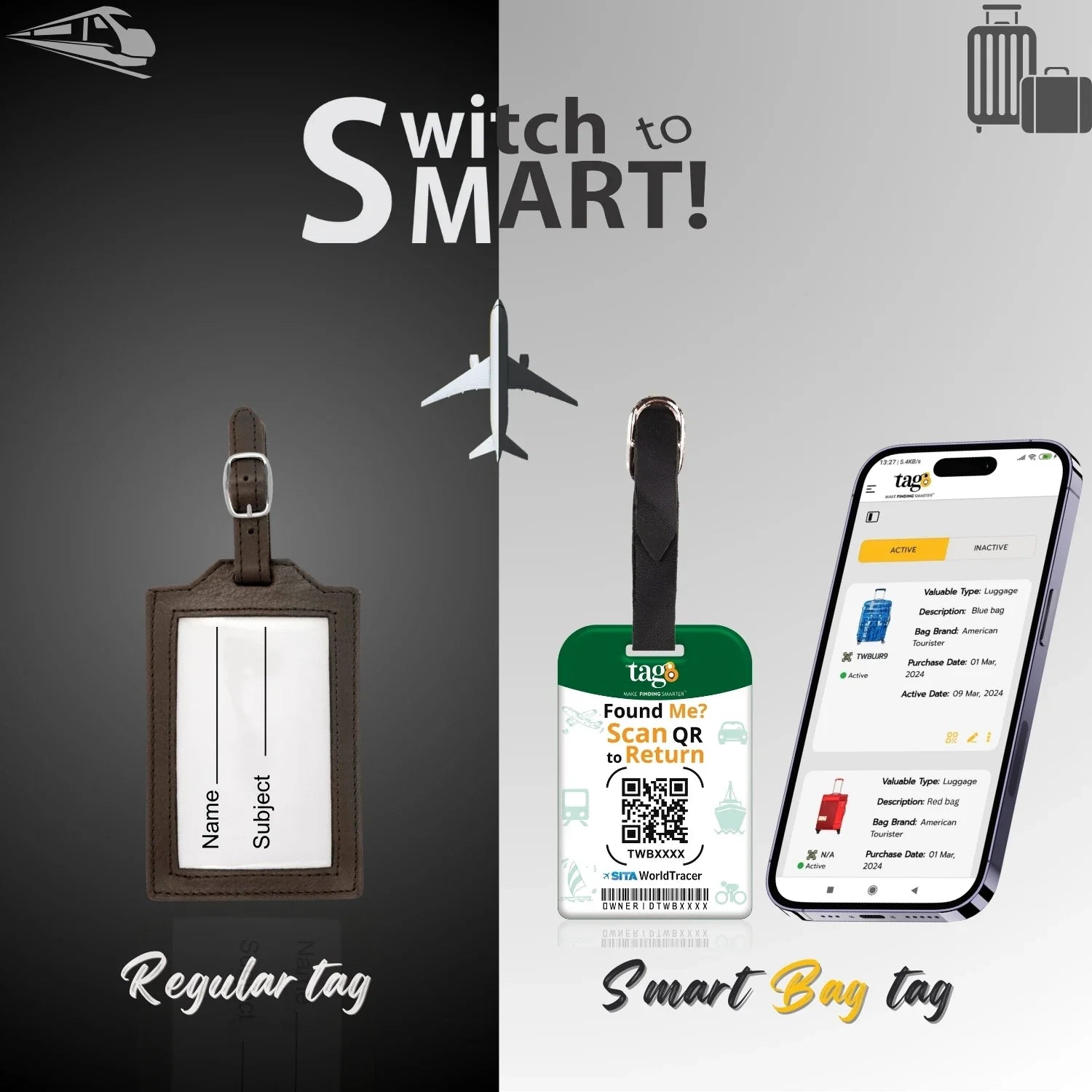 Smart Bag Security Tag - India flag colours [Pack 2]-1