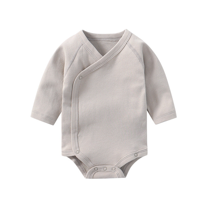 Baby Multi Color Bias Placket With Slanting Button Long Sleeve Onesies