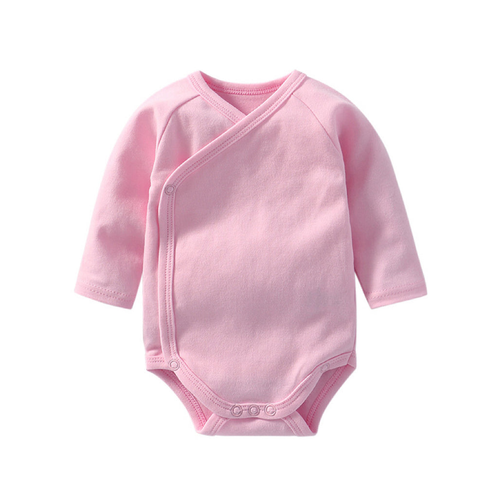 Baby Multi Color Bias Placket With Slanting Button Long Sleeve Onesies