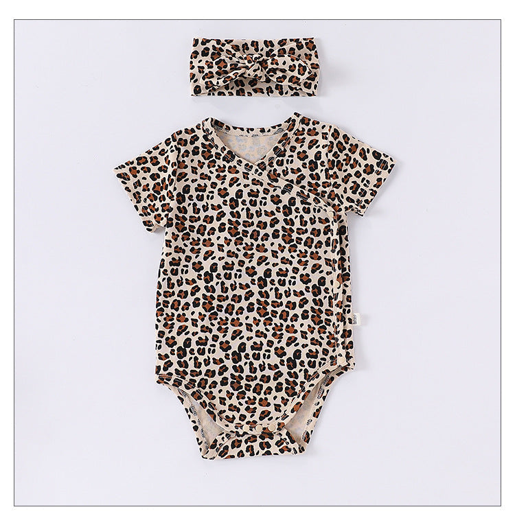 Spring Arrival Baby Unisex Long Sleeves Leopard Pattern Rompers and Onesies