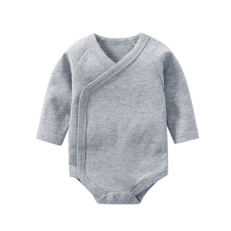 Baby Multi Color Bias Placket With Slanting Button Long Sleeve Onesies