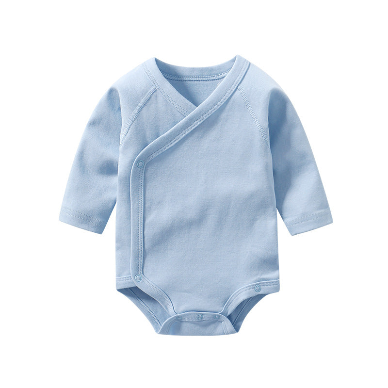 Baby Multi Color Bias Placket With Slanting Button Long Sleeve Onesies