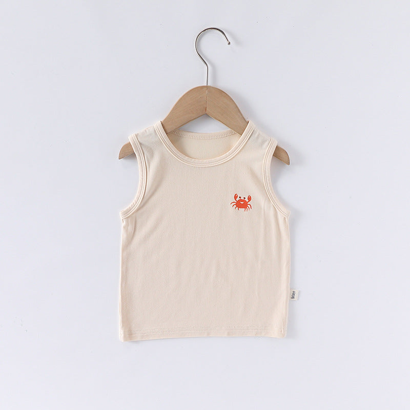 Summer Arrival Baby Unisex Sleeveless Cartoon Logo Top Vest and Shorts Clothing Sets
