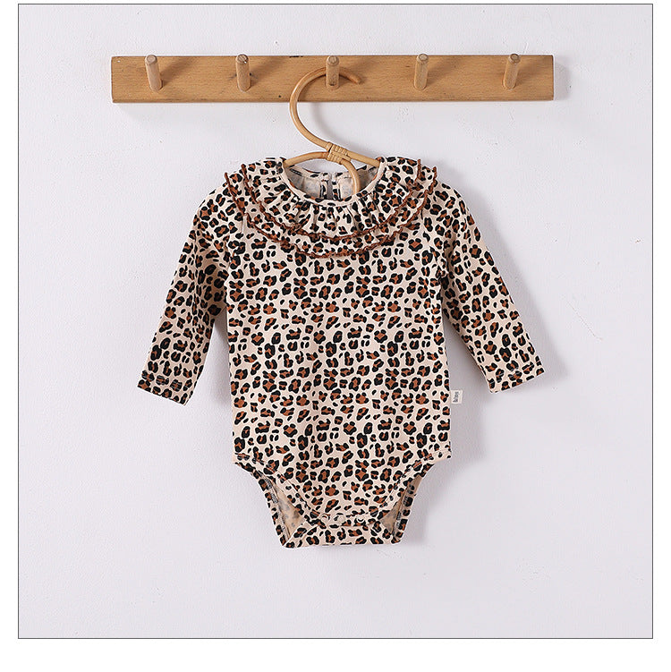 Spring Arrival Baby Unisex Long Sleeves Leopard Pattern Rompers and Onesies