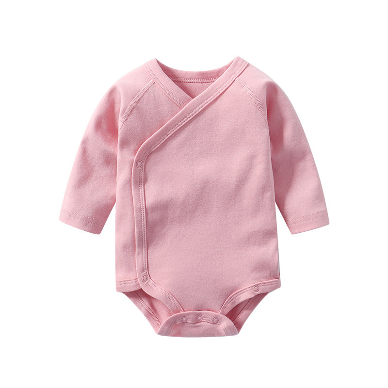 Baby Multi Color Bias Placket With Slanting Button Long Sleeve Onesies