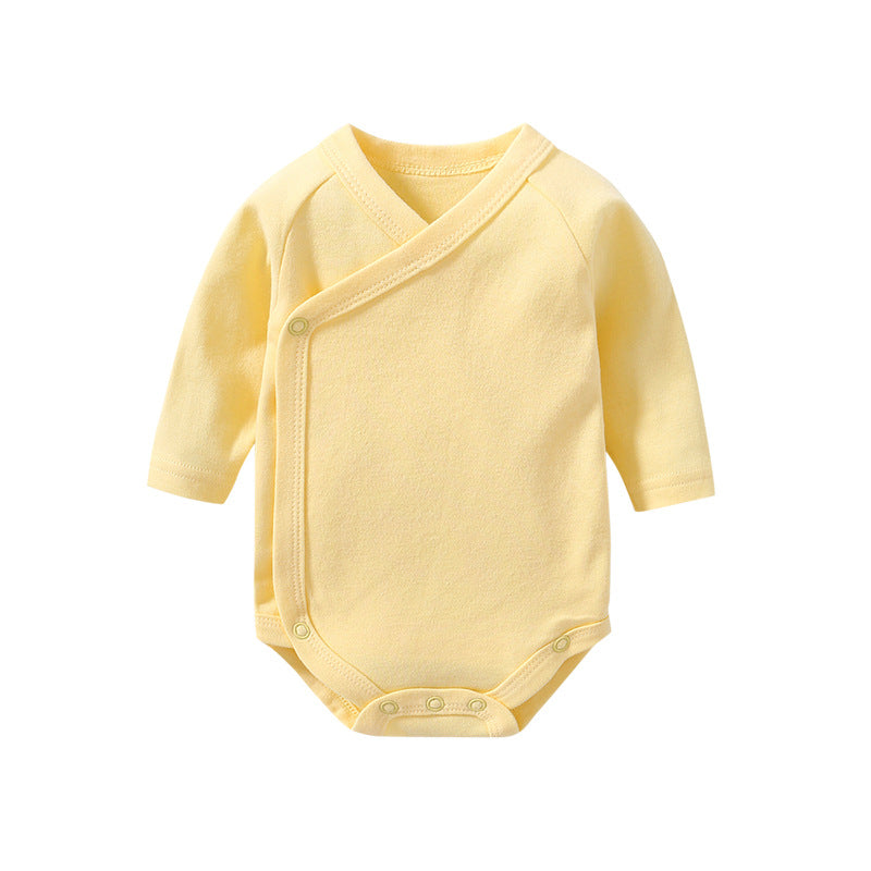 Baby Multi Color Bias Placket With Slanting Button Long Sleeve Onesies