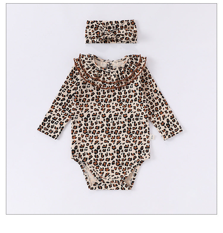 Spring Arrival Baby Unisex Long Sleeves Leopard Pattern Rompers and Onesies