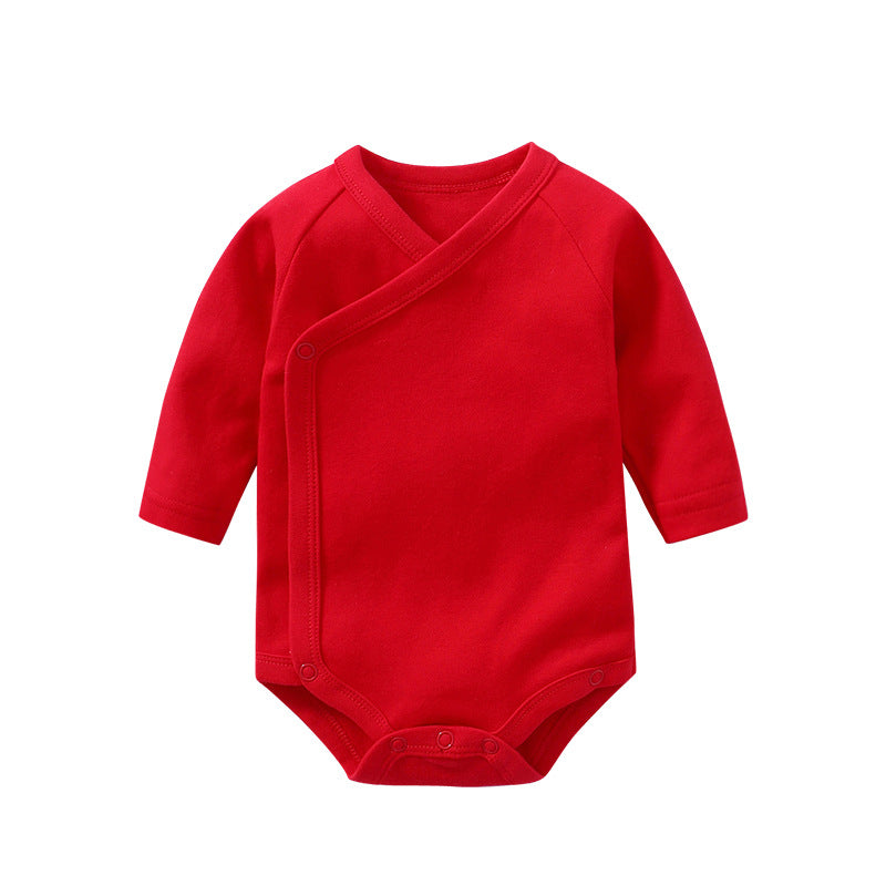 Baby Multi Color Bias Placket With Slanting Button Long Sleeve Onesies