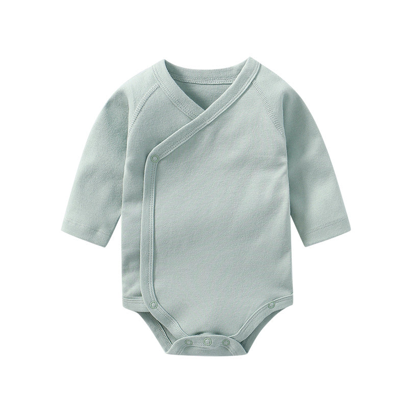Baby Multi Color Bias Placket With Slanting Button Long Sleeve Onesies