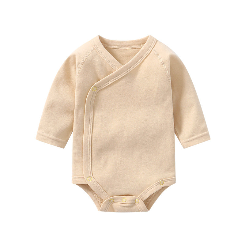 Baby Multi Color Bias Placket With Slanting Button Long Sleeve Onesies