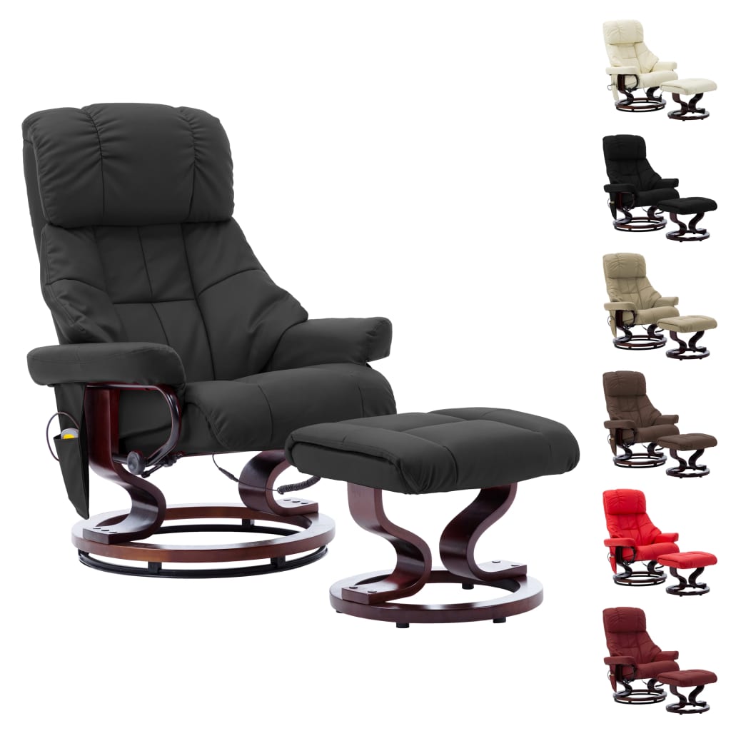 vidaXL Massage Recliner Swiveling Recliner Chair Faux Leather and Bentwood-5